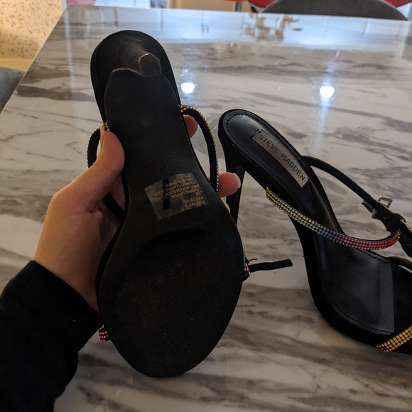 Steve Madden Festive Multi Rainbow Strappy Heels - Picture 3 of 11